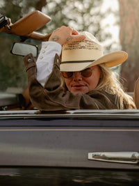 Bangora Vented Straw Cowboy Hat by Rockmount Ranch Wear with 4 inch brim and 6 inch crown