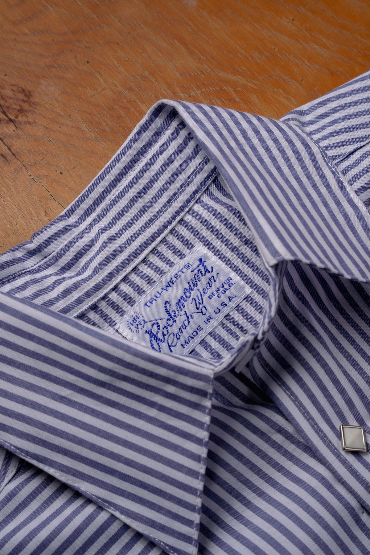 Men's Fine Navy Stripe Western Shirt Rockmount Ranch Wear with 100 cotton yarn-dyed stripe fabric