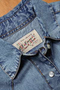 Women's Stonewashed Denim Classic Western Shirt by Rockmount Ranch Wear, vintage embroidered western shirt