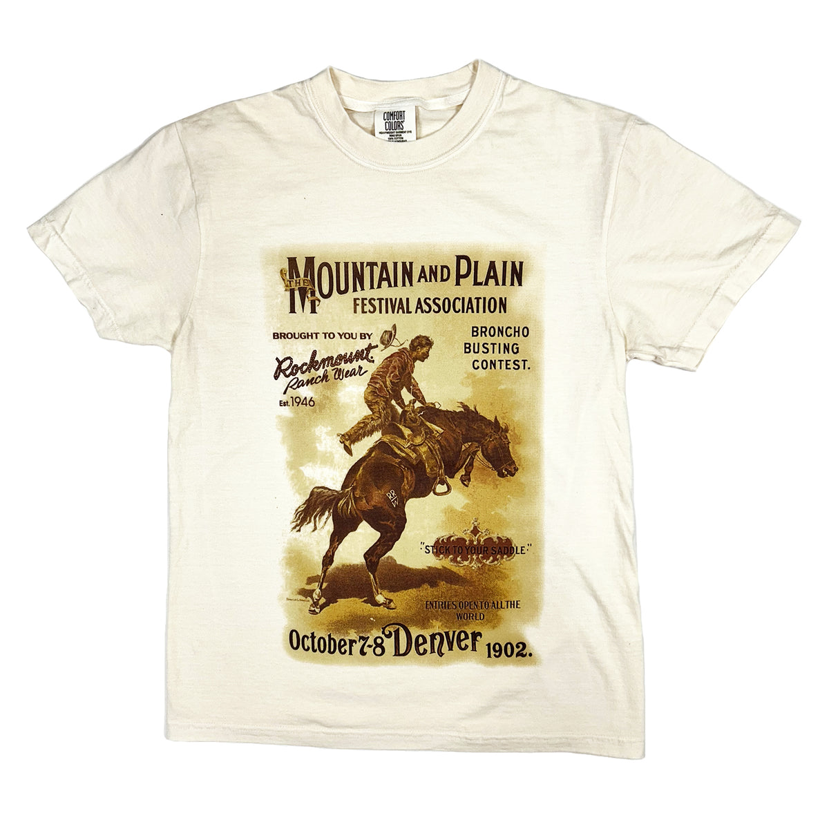 Men's Cream Mountain and Plain Festival Association Western T-Shirt by Rockmount Ranch Wear, vintage printed graphic