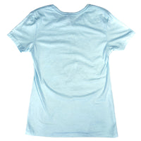 Women's Aqua Rockmount Bronc Western T-Shirt by Rockmount Ranch Wear in light blue cotton blend tee