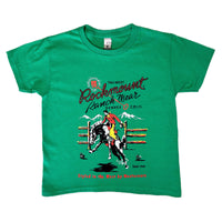 Kid's Rockmount Green Bronc 100 Cotton Western T-Shirt by Rockmount Ranch Wear with printed cowboy design