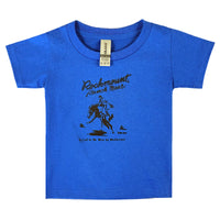 Toddler Blue Rockmount Bronc 100 Cotton Western T-Shirt by Rockmount Ranch Wear with printed cowboy graphic