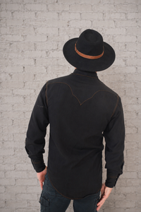 Men's Sueded Tencel Charcoal Black Western Shirt by Rockmount Ranch Wear with diamond snaps and sawtooth pockets