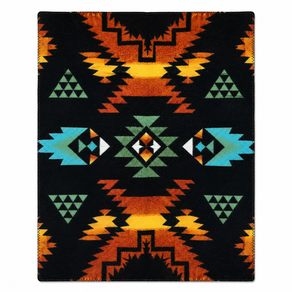 Native Pattern Fleece Western Blanket Rockmount Ranch Wear in black with embroidered western style native motifs