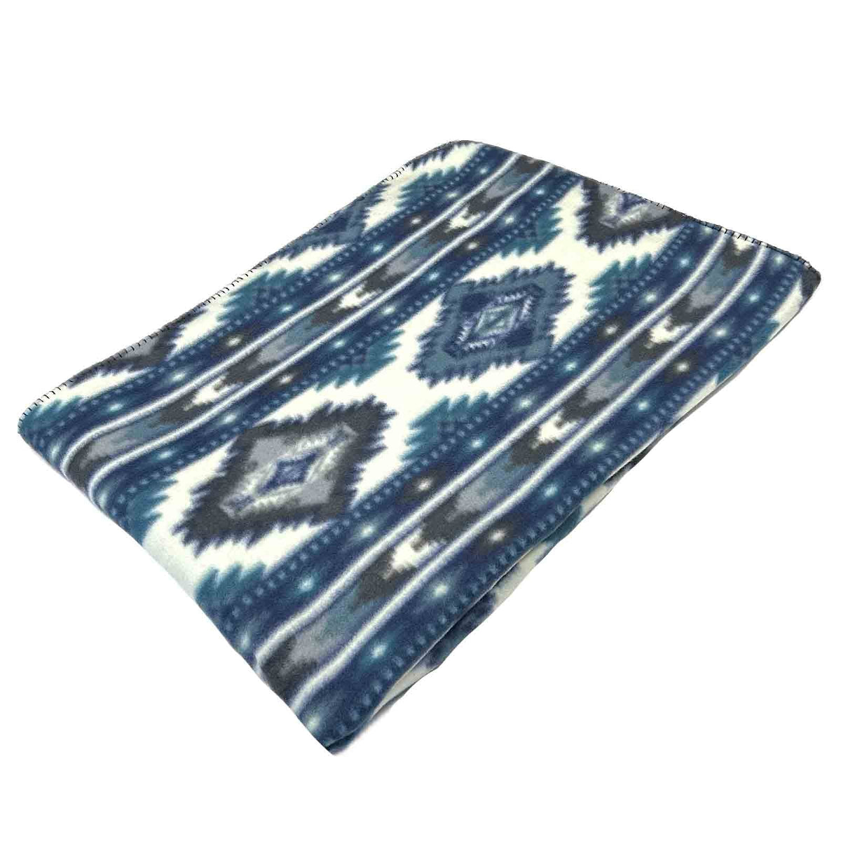 Native Pattern Fleece Western Blanket by Rockmount Ranch Wear in blue with fleece western blanket design