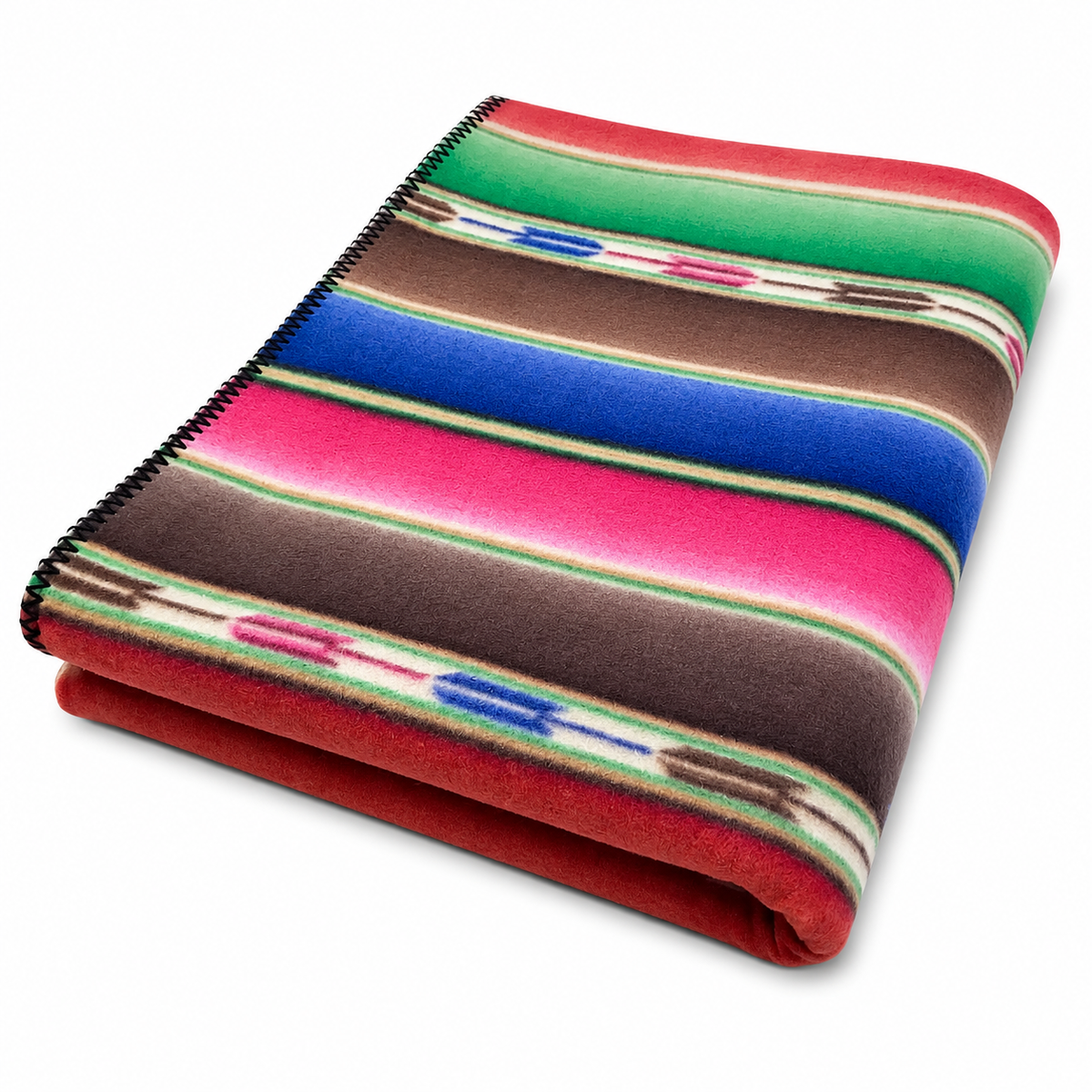 Native Serape Pattern Fleece Western Blanket by Rockmount Ranch Wear in brown and purple fleece with blanket stitch hem