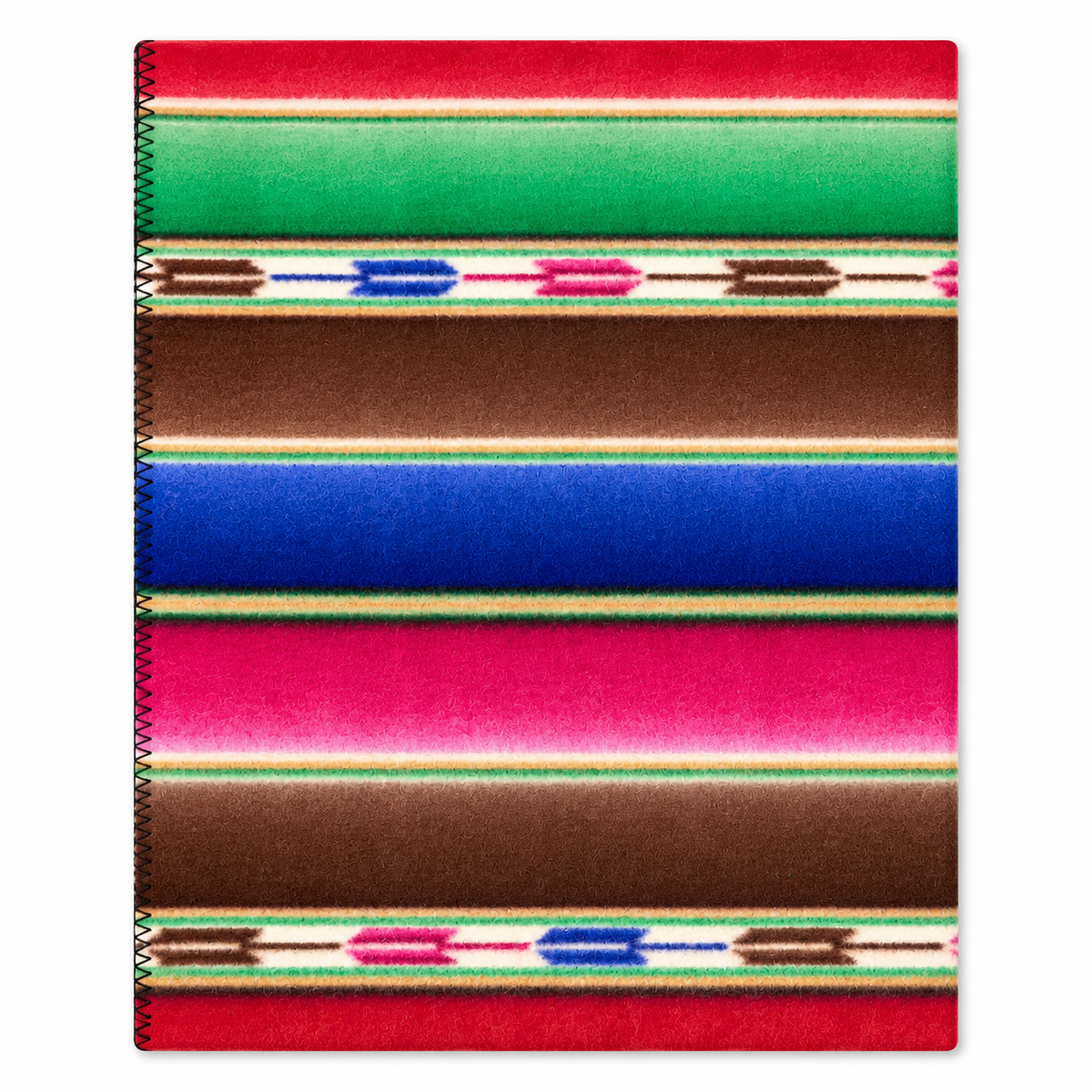 Native Serape Pattern Fleece Western Blanket by Rockmount Ranch Wear with vintage fringe and colorful stripes