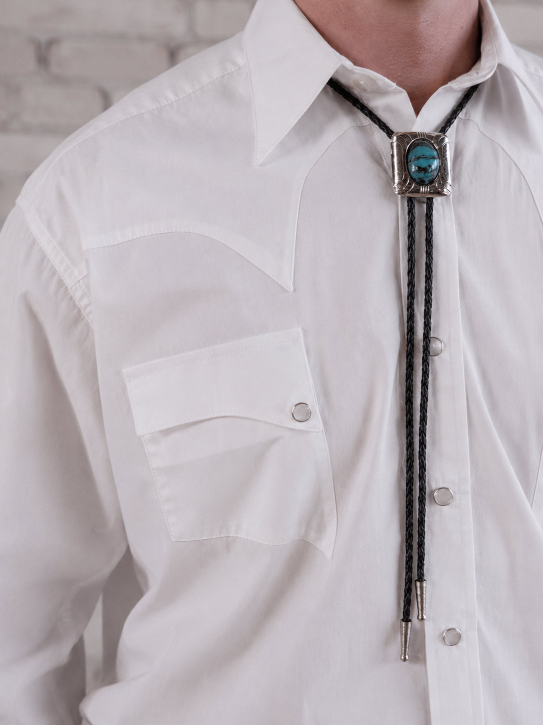 Men's White Quarter Horse Pima Cotton Western Shirt by Rockmount Ranch Wear with round snaps and sawtooth pocket