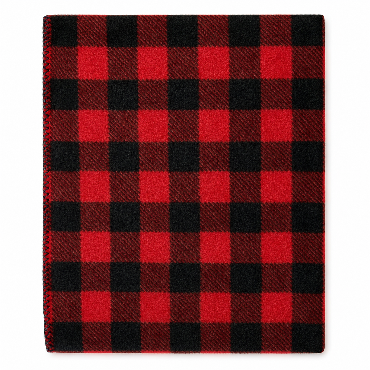 Buffalo Check Pattern Fleece Western Blanket in Red and Black by Rockmount Ranch Wear with blanket stitch hem