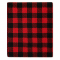 Buffalo Check Pattern Fleece Western Blanket in Red and Black by Rockmount Ranch Wear with blanket stitch hem
