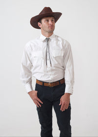 Men's White Quarter Horse Pima Cotton Western Shirt by Rockmount Ranch Wear with round snaps