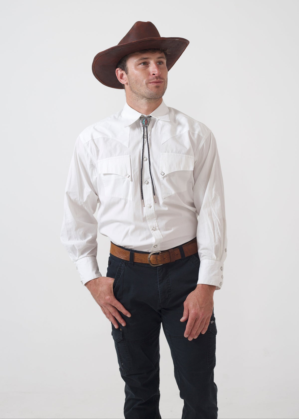 Men's White Quarter Horse Pima Cotton Western Shirt by Rockmount Ranch Wear with round snaps