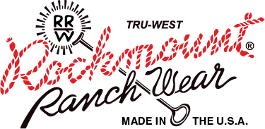 Vintage western shirt logo with red fringe and embroidered floral script, made in the U.S.A.
