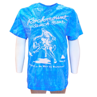 Men's Rockmount Bronc 100 cotton tie dye blue western t-shirt by Rockmount Ranch Wear, vintage print