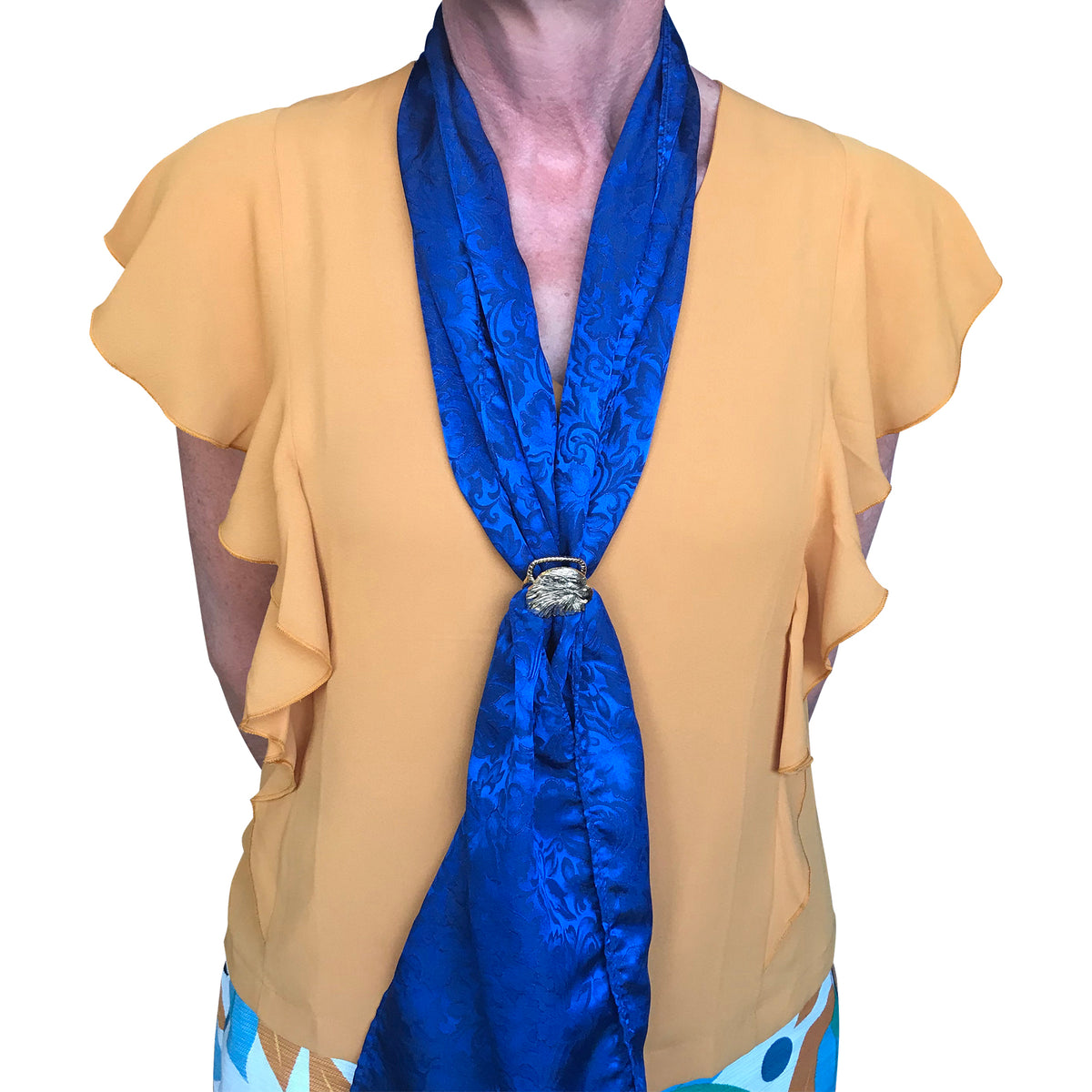 Vintage Handmade Golden Eagle Western Scarf Slider by Rockmount Ranch Wear, hand-sculpted eagle head, made in USA