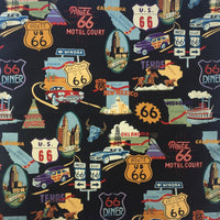Men's Route 66 Print Short Sleeve Western Shirt in Black by Rockmount Ranch Wear, vintage print