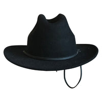 Kid's Black Felt Western Hat with Chin Strap by Rockmount Ranch Wear, wool felt cowboy hat with chin cord