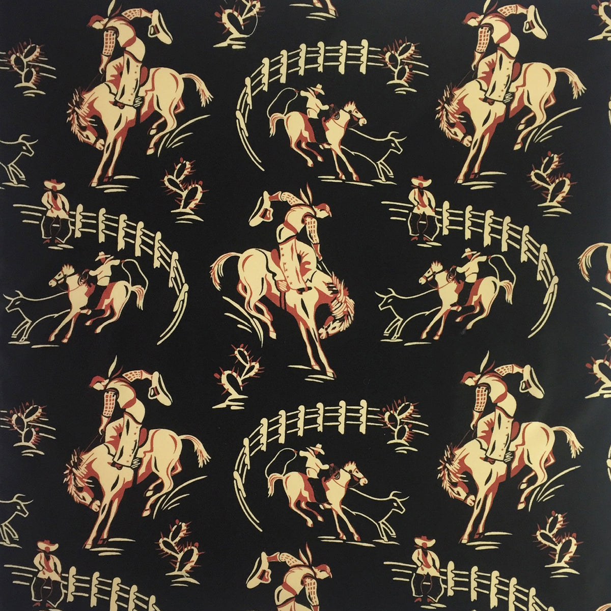 Vintage Rockmount Bronc western cotton bandana by Rockmount Ranch Wear in black, 22 x 22 inch cotton