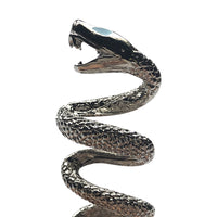 Silver Rattlesnake with Turquoise Enamel Western Bolo Tie by Rockmount Ranch Wear, leatherette cord