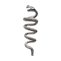 Silver rattlesnake with turquoise enamel western bolo tie by Rockmount Ranch Wear on leatherette cord