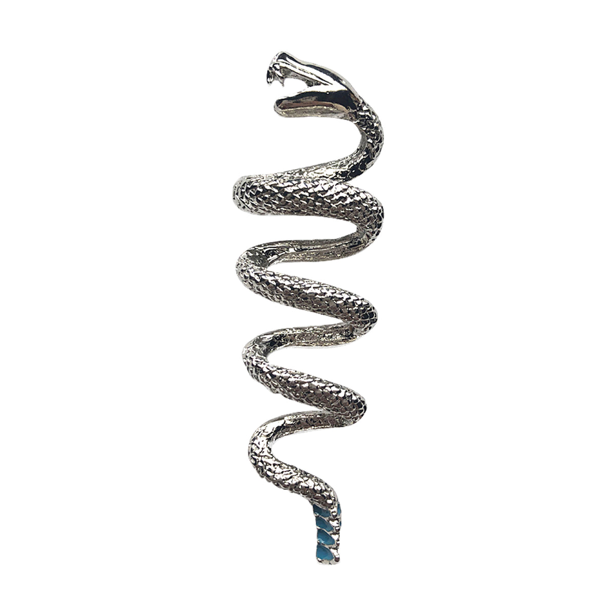 Silver rattlesnake with turquoise enamel western bolo tie by Rockmount Ranch Wear on leatherette cord