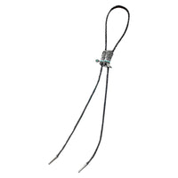 Silver Cowboy Boots with Turquoise Inlay Western Bolo Tie by Rockmount Ranch Wear, leatherette cord and turquoise inlay