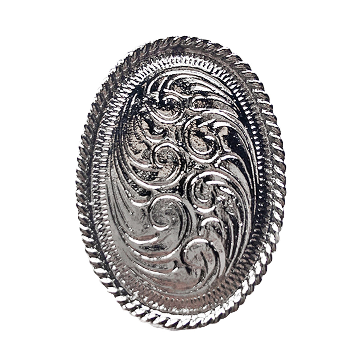 Silver Concho Western Bolo Tie by Rockmount Ranch Wear, German silver concho centerpiece, Made in USA