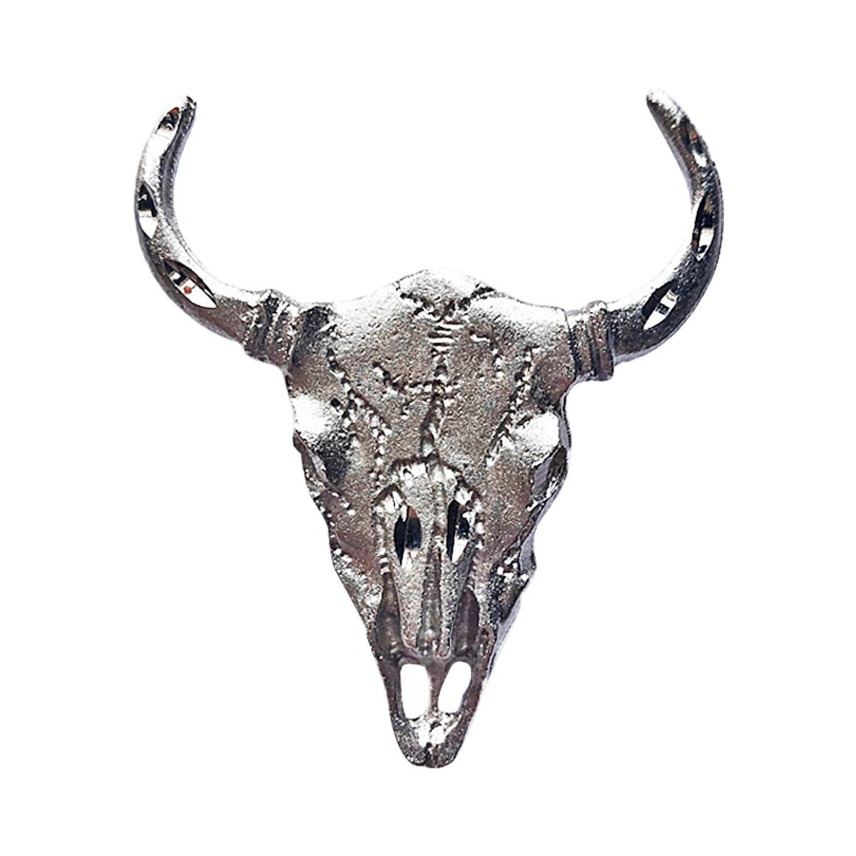 Silver Bison Skull Western Bolo Tie by Rockmount Ranch Wear with leatherette cord and skull motif