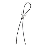 Silver Bison Skull Western Bolo Tie by Rockmount Ranch Wear with leatherette cord and skull motif bolo tie