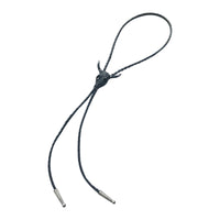 Charcoal Black Steer Skull Western Bolo Tie by Rockmount Ranch Wear with steer skull design and leatherette cord