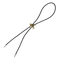 Brass End of Trail Western Bolo Tie by Rockmount Ranch Wear with leatherette cord and brass bolo tie tip