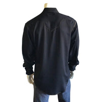 Men's Sueded Tencel Charcoal Black Western Shirt by Rockmount Ranch Wear with diamond snaps and sawtooth pockets
