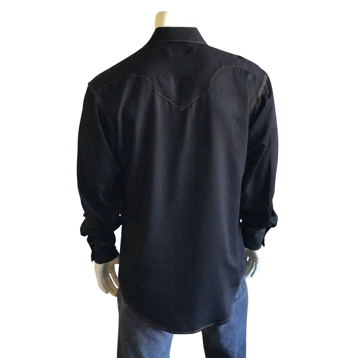 Men's Sueded Tencel Charcoal Black Western Shirt by Rockmount Ranch Wear with diamond snaps and sawtooth pockets