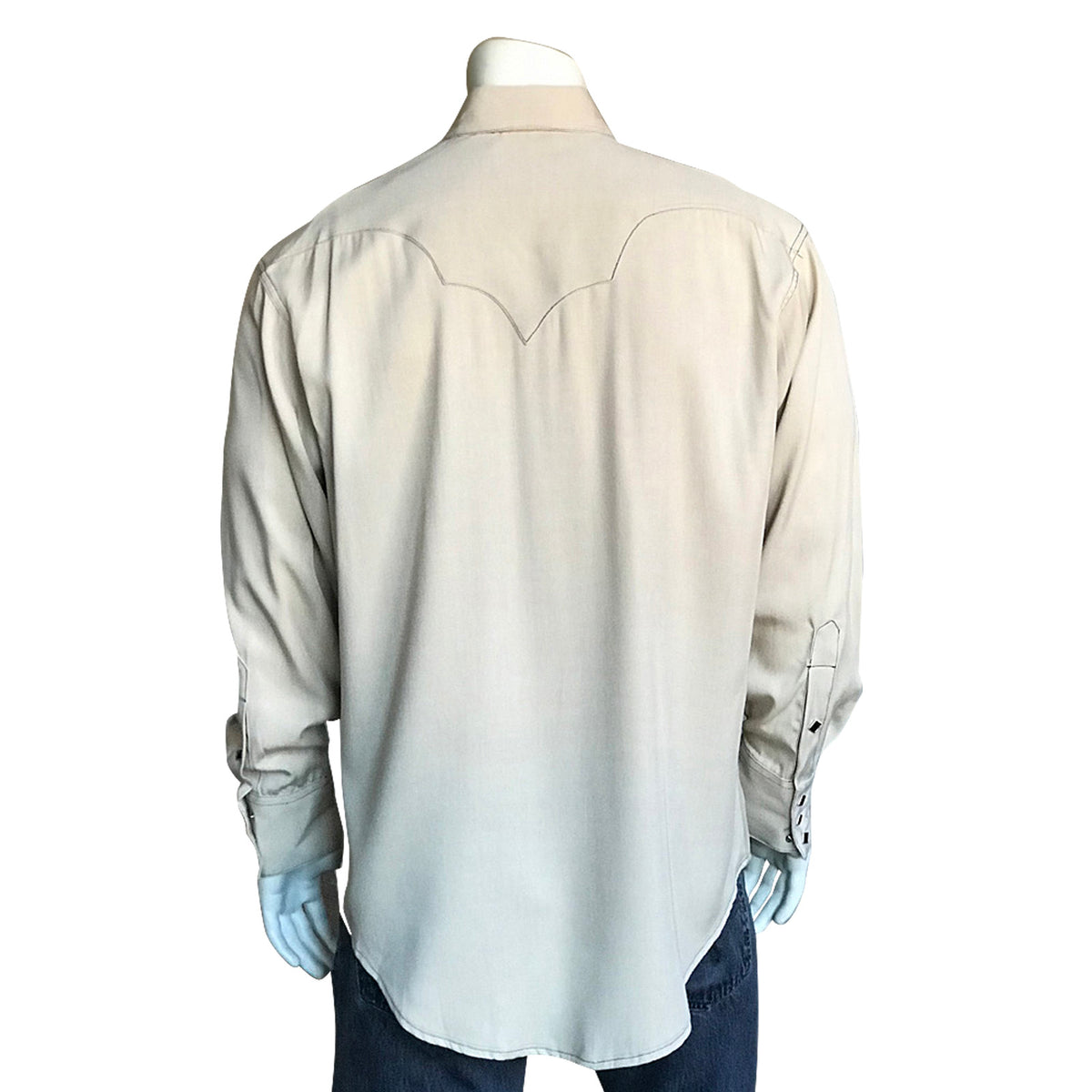 Men's Sueded Tencel Ivory Western Shirt by Rockmount Ranch Wear with sawtooth pocket and diamond snaps