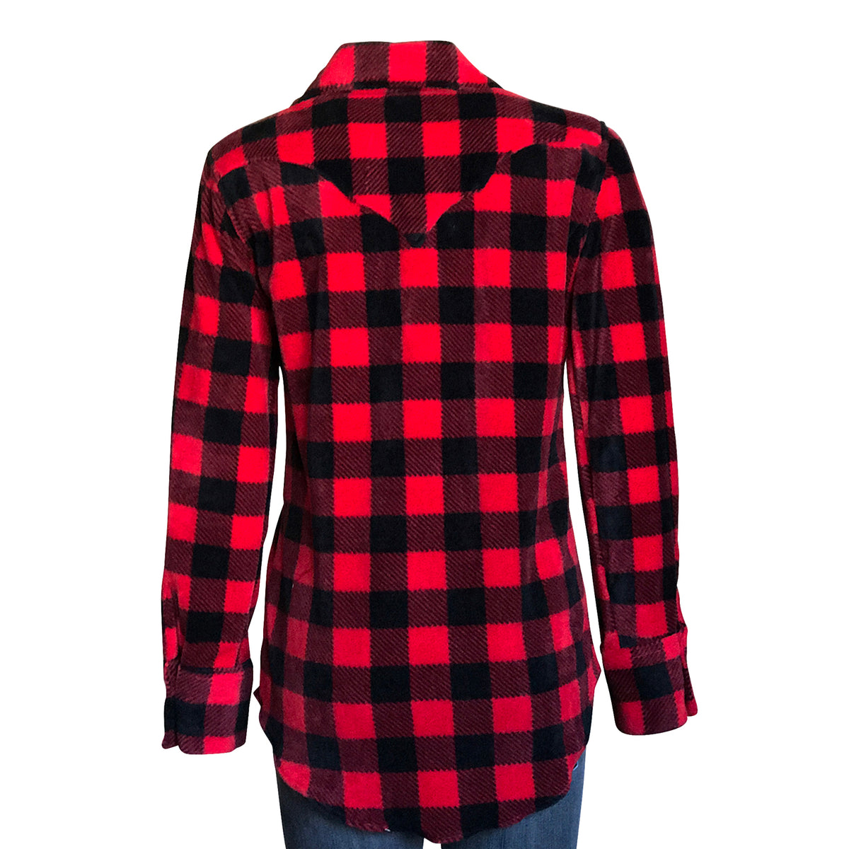 Women's Red and Black Buffalo Check Fleece Western Shirt by Rockmount Ranch Wear with sawtooth pocket