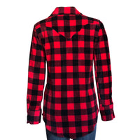 Women's Red and Black Buffalo Check Fleece Western Shirt by Rockmount Ranch Wear with sawtooth pocket